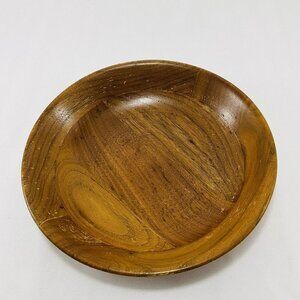 Genuine Ozark Mountain Walnut Native Wood Fruit Salad Bowl 9” Wooden Plate Brown